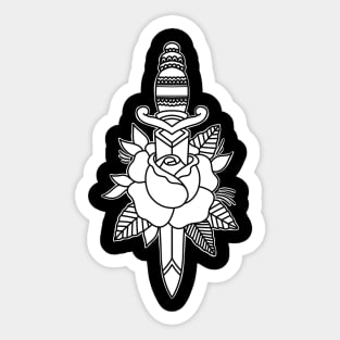 HomeSchoolTattoo Dagger and Rose Sticker